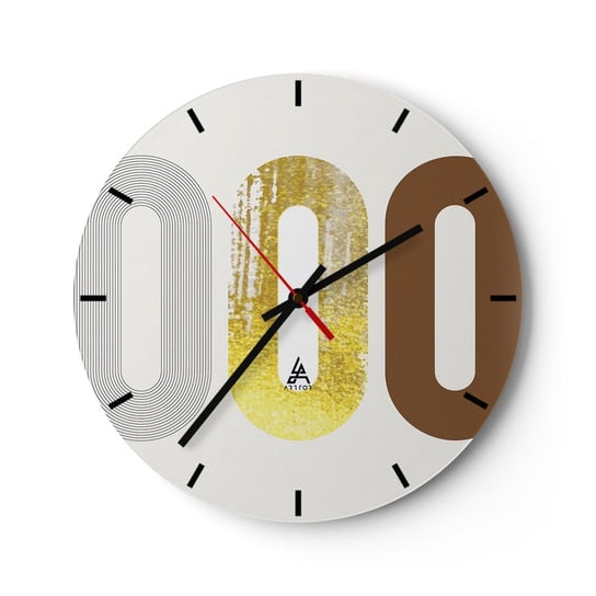 Zegar ścienny - Ooo! - 30x30cm - Abstrakcja Sztuka Nowoczesny Wzór - Okrągły zegar na szkle - Nowoczeny Stylowy Zegar do salonu do kuchni - Cichy i Modny zegar ARTTOR