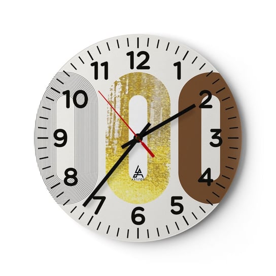 Zegar ścienny - Ooo! - 40x40cm - Abstrakcja Sztuka Nowoczesny Wzór - Okrągły zegar szklany - Nowoczeny Stylowy Zegar do salonu do kuchni - Cichy i Modny zegar ARTTOR