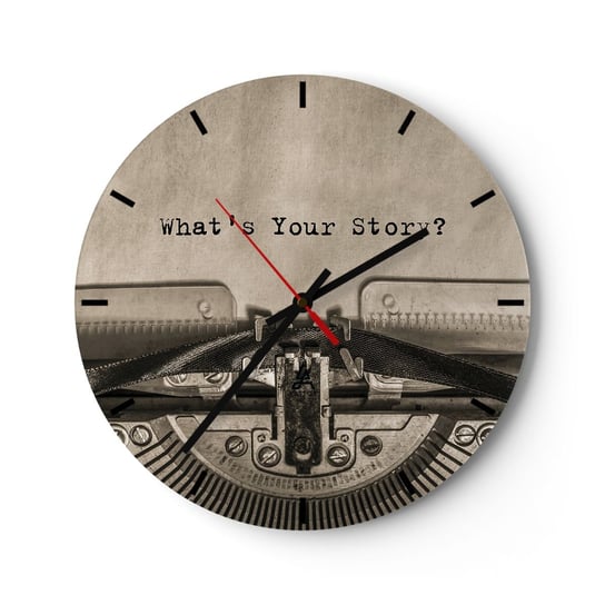 Zegar ścienny - Opowiedz mi - 30x30cm - Maszyna Do Piania Vintage Retro - Okrągły zegar na szkle - Nowoczeny Stylowy Zegar do salonu do kuchni - Cichy i Modny zegar ARTTOR