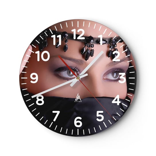 Zegar ścienny - Orientalna kusząca tajemnica - 30x30cm - Kobieta Oczy Kultura - Okrągły zegar ścienny - Nowoczeny Stylowy Zegar do salonu do kuchni - Cichy i Modny zegar ARTTOR