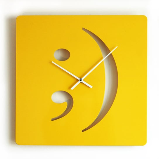 Zegar ścienny oryginalny Smiley, żółty, 40 cm deLorentis