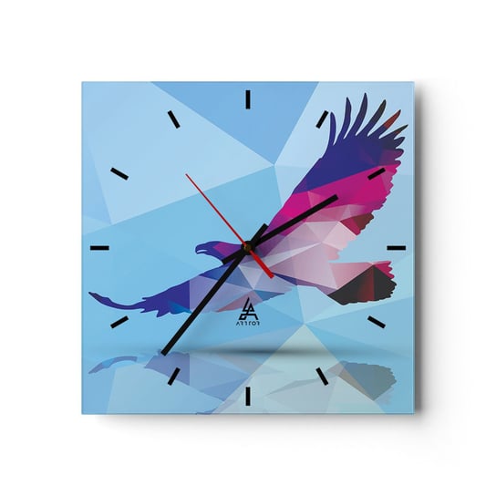Zegar ścienny - Orzeł w liliowym krysztale - 40x40cm - Ptak Orzeł Figura Geometryczna - Kwadratowy zegar ścienny - Nowoczeny Stylowy Zegar do salonu do kuchni - Cichy i Modny zegar ARTTOR