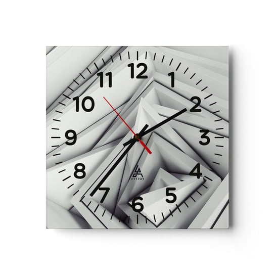 Zegar ścienny - Ostrych kątów pąkowie - 30x30cm - Technologia 3D Nowoczesny - Kwadratowy zegar ścienny - Nowoczeny Stylowy Zegar do salonu do kuchni - Cichy i Modny zegar ARTTOR