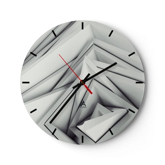 Zegar ścienny - Ostrych kątów pąkowie - 30x30cm - Technologia 3D Nowoczesny - Okrągły zegar na szkle - Nowoczeny Stylowy Zegar do salonu do kuchni - Cichy i Modny zegar ARTTOR