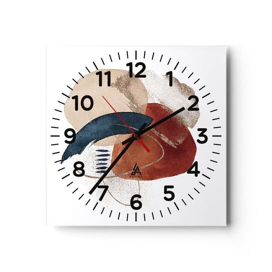 Zegar ścienny - Owalna kompozycja - 30x30cm - Abstrakcja Sztuka Nowoczesny Wzór - Kwadratowy zegar ścienny - Nowoczeny Stylowy Zegar do salonu do kuchni - Cichy i Modny zegar ARTTOR
