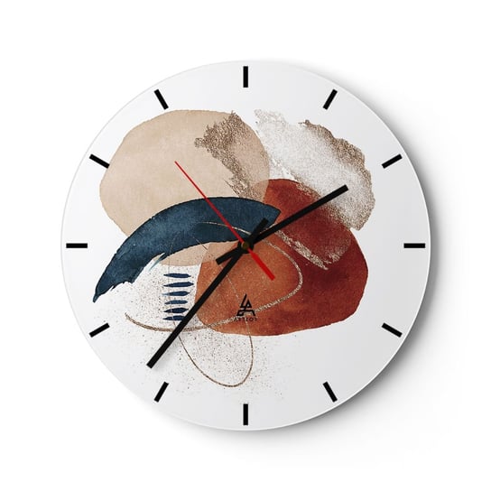 Zegar ścienny - Owalna kompozycja - 30x30cm - Abstrakcja Sztuka Nowoczesny Wzór - Okrągły zegar na szkle - Nowoczeny Stylowy Zegar do salonu do kuchni - Cichy i Modny zegar ARTTOR