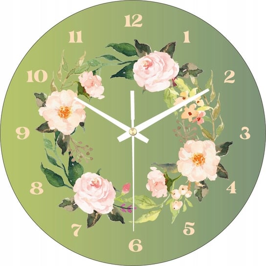 Zegar Ścienny Ozdobny do Kuchni Salonu Kwiaty 30cm Plexido