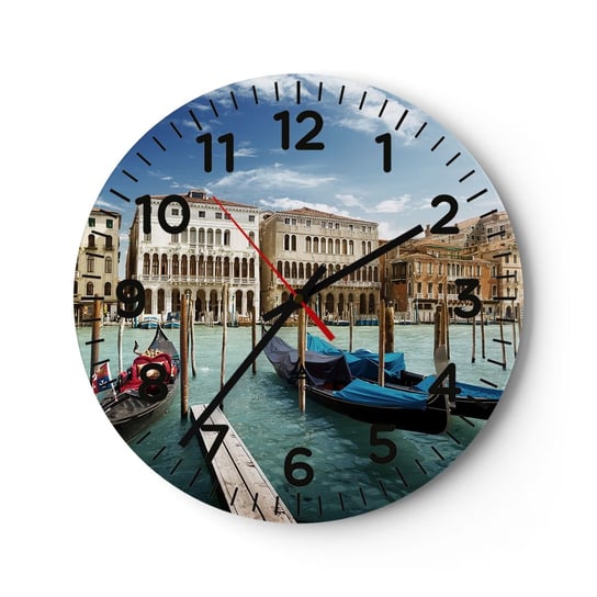 Zegar ścienny - Pałace w błękicie - 30x30cm - Miasto Wenecja Architektura - Okrągły zegar ścienny - Nowoczeny Stylowy Zegar do salonu do kuchni - Cichy i Modny zegar ARTTOR