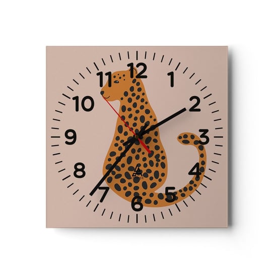 Zegar ścienny - Panterka to modny wzór - 30x30cm - Dla Dzieci Pantera Zwierzęta - Kwadratowy zegar ścienny - Nowoczeny Stylowy Zegar do salonu do kuchni - Cichy i Modny zegar ARTTOR