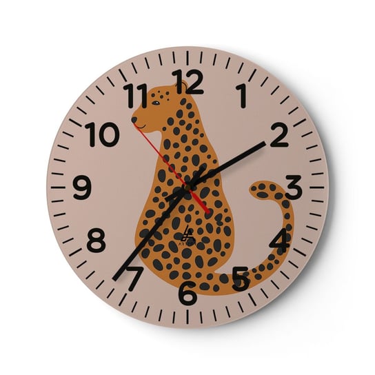 Zegar ścienny - Panterka to modny wzór - 30x30cm - Dla Dzieci Pantera Zwierzęta - Okrągły zegar ścienny - Nowoczeny Stylowy Zegar do salonu do kuchni - Cichy i Modny zegar ARTTOR