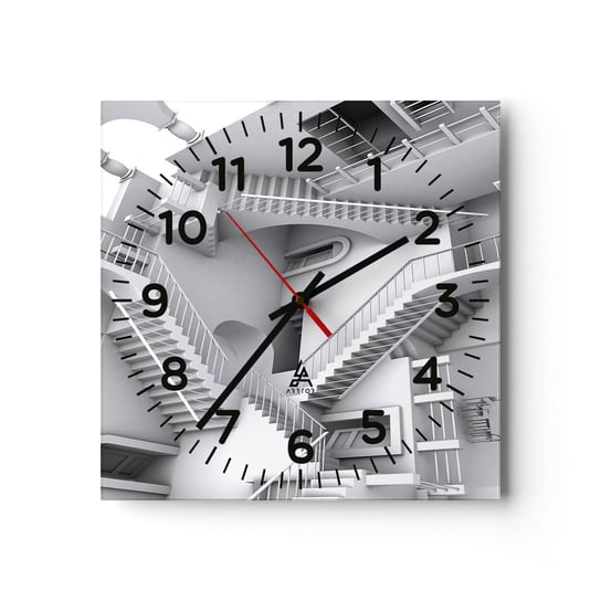 Zegar ścienny - Paradoksy przestrzeni - 30x30cm - Abstrakcja 3D Architektura - Kwadratowy zegar ścienny - Nowoczeny Stylowy Zegar do salonu do kuchni - Cichy i Modny zegar ARTTOR