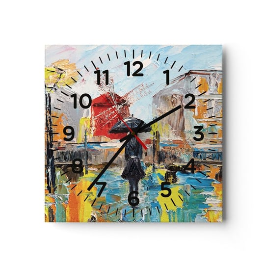 Zegar ścienny - Paryskie legendy - 30x30cm - Kobieta Paryż Miasto - Kwadratowy zegar ścienny - Nowoczeny Stylowy Zegar do salonu do kuchni - Cichy i Modny zegar ARTTOR