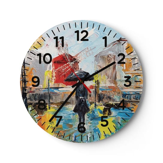 Zegar ścienny - Paryskie legendy - 40x40cm - Kobieta Paryż Miasto - Okrągły zegar szklany - Nowoczeny Stylowy Zegar do salonu do kuchni - Cichy i Modny zegar ARTTOR