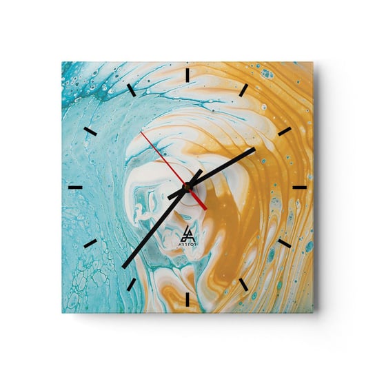Zegar ścienny - Pastelowy wir - 30x30cm - Abstrakcja Sztuka Sztuka Nowoczesna - Kwadratowy zegar na szkle - Nowoczeny Stylowy Zegar do salonu do kuchni - Cichy i Modny zegar ARTTOR