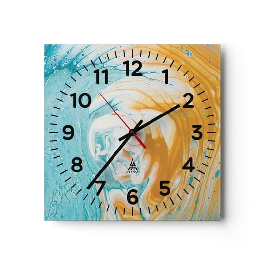 Zegar ścienny - Pastelowy wir - 30x30cm - Abstrakcja Sztuka Sztuka Nowoczesna - Kwadratowy zegar ścienny - Nowoczeny Stylowy Zegar do salonu do kuchni - Cichy i Modny zegar ARTTOR
