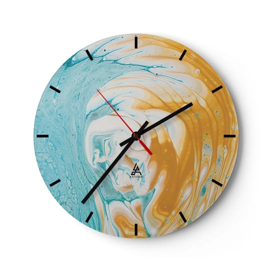 Zegar ścienny - Pastelowy wir - 30x30cm - Abstrakcja Sztuka Sztuka Nowoczesna - Okrągły zegar na szkle - Nowoczeny Stylowy Zegar do salonu do kuchni - Cichy i Modny zegar ARTTOR