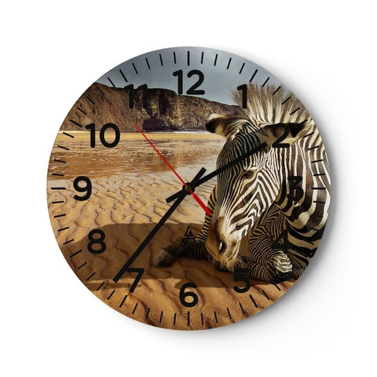 Zegar ścienny - Pasujemy do siebie - 30x30cm - Zebra Zwierzęta Krajobraz - Okrągły zegar ścienny - Nowoczeny Stylowy Zegar do salonu do kuchni - Cichy i Modny zegar ARTTOR