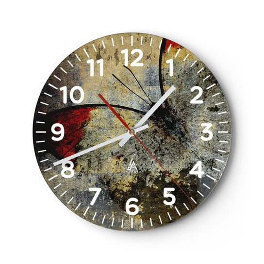 Zegar ścienny - Patrz, zanim zniknę - 30x30cm - Abstrakcja Motyl Sztuka - Okrągły zegar ścienny - Nowoczeny Stylowy Zegar do salonu do kuchni - Cichy i Modny zegar ARTTOR