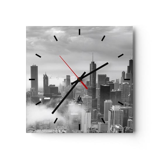 Zegar ścienny - Pejzaż amerykański - 30x30cm - Architektura Miasto Stany Zjednoczone - Kwadratowy zegar na szkle - Nowoczeny Stylowy Zegar do salonu do kuchni - Cichy i Modny zegar ARTTOR