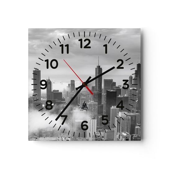 Zegar ścienny - Pejzaż amerykański - 30x30cm - Architektura Miasto Stany Zjednoczone - Kwadratowy zegar ścienny - Nowoczeny Stylowy Zegar do salonu do kuchni - Cichy i Modny zegar ARTTOR