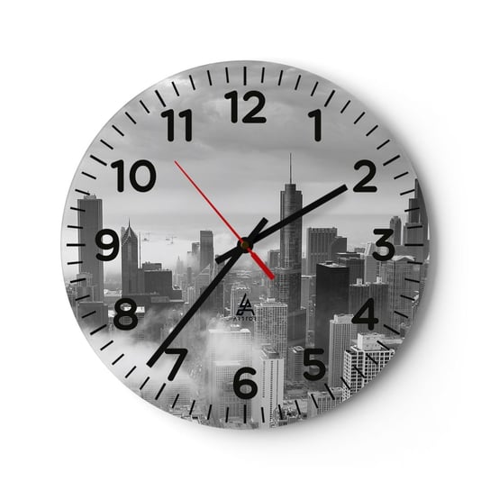 Zegar ścienny - Pejzaż amerykański - 30x30cm - Architektura Miasto Stany Zjednoczone - Okrągły zegar ścienny - Nowoczeny Stylowy Zegar do salonu do kuchni - Cichy i Modny zegar ARTTOR