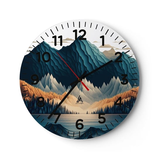 Zegar ścienny - Pejzaż górski doskonały - 30x30cm - 3D Góry Ostre - Okrągły zegar ścienny - Nowoczeny Stylowy Zegar do salonu do kuchni - Cichy i Modny zegar ARTTOR