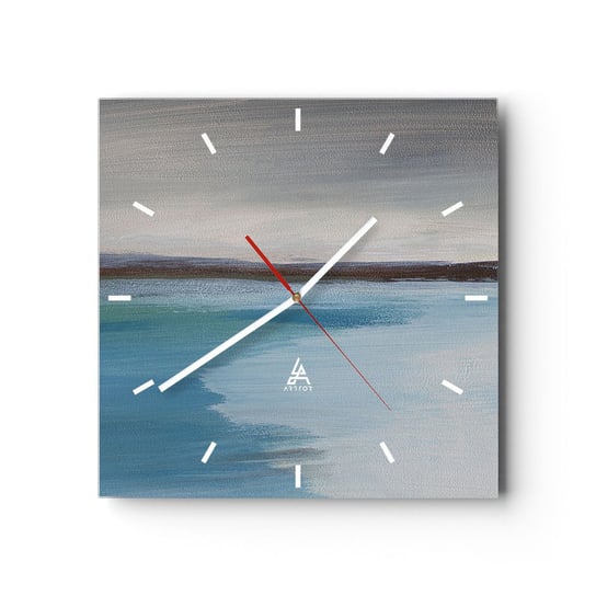 Zegar ścienny - Pejzaż horyzontalny - 30x30cm - Morze Sztuka Plaża - Kwadratowy zegar na szkle - Nowoczeny Stylowy Zegar do salonu do kuchni - Cichy i Modny zegar ARTTOR