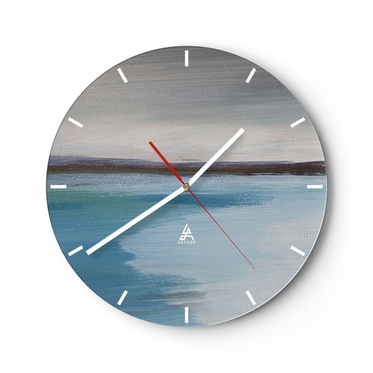 Zegar ścienny - Pejzaż horyzontalny - 30x30cm - Morze Sztuka Plaża - Okrągły zegar na szkle - Nowoczeny Stylowy Zegar do salonu do kuchni - Cichy i Modny zegar ARTTOR