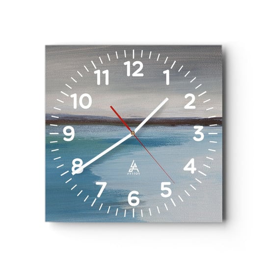 Zegar ścienny - Pejzaż horyzontalny - 40x40cm - Morze Sztuka Plaża - Kwadratowy zegar szklany - Nowoczeny Stylowy Zegar do salonu do kuchni - Cichy i Modny zegar ARTTOR