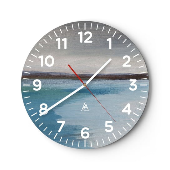 Zegar ścienny - Pejzaż horyzontalny - 40x40cm - Morze Sztuka Plaża - Okrągły zegar szklany - Nowoczeny Stylowy Zegar do salonu do kuchni - Cichy i Modny zegar ARTTOR