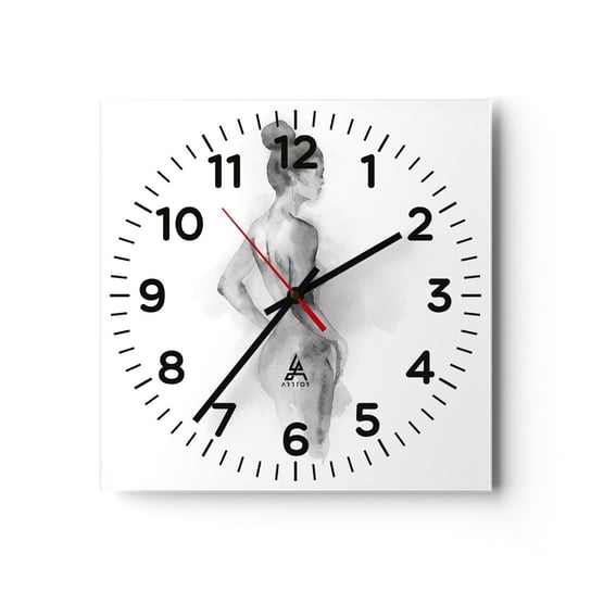 Zegar ścienny - Piękna jak malowanie - 30x30cm - Kobieta Ciało Grafika - Kwadratowy zegar ścienny - Nowoczeny Stylowy Zegar do salonu do kuchni - Cichy i Modny zegar ARTTOR
