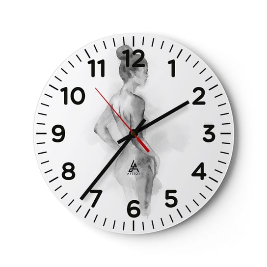 Zegar ścienny - Piękna jak malowanie - 30x30cm - Kobieta Ciało Grafika - Okrągły zegar ścienny - Nowoczeny Stylowy Zegar do salonu do kuchni - Cichy i Modny zegar ARTTOR