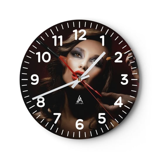 Zegar ścienny - Piękna rozmarzona - 30x30cm - Kobieta Makijaż Aktorka - Okrągły zegar ścienny - Nowoczeny Stylowy Zegar do salonu do kuchni - Cichy i Modny zegar ARTTOR
