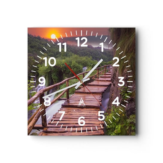 Zegar ścienny - Piękno nie do uwierzenia - 30x30cm - Krajobraz Wodospad Chorwacja - Kwadratowy zegar ścienny - Nowoczeny Stylowy Zegar do salonu do kuchni - Cichy i Modny zegar ARTTOR