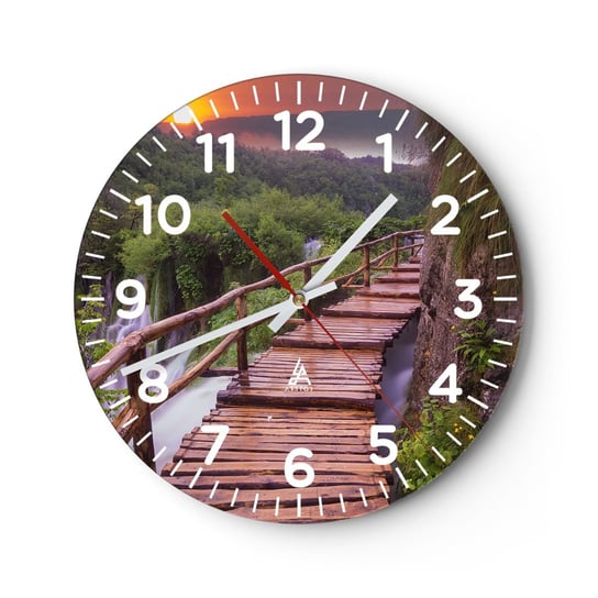 Zegar ścienny - Piękno nie do uwierzenia - 30x30cm - Krajobraz Wodospad Chorwacja - Okrągły zegar ścienny - Nowoczeny Stylowy Zegar do salonu do kuchni - Cichy i Modny zegar ARTTOR