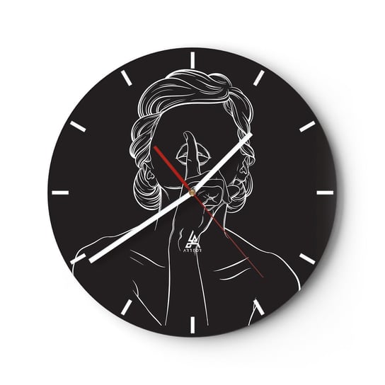 Zegar ścienny - Piękno rozkwita w ciszy - 30x30cm - Kobieta Rysunek Kreska - Okrągły zegar na szkle - Nowoczeny Stylowy Zegar do salonu do kuchni - Cichy i Modny zegar ARTTOR