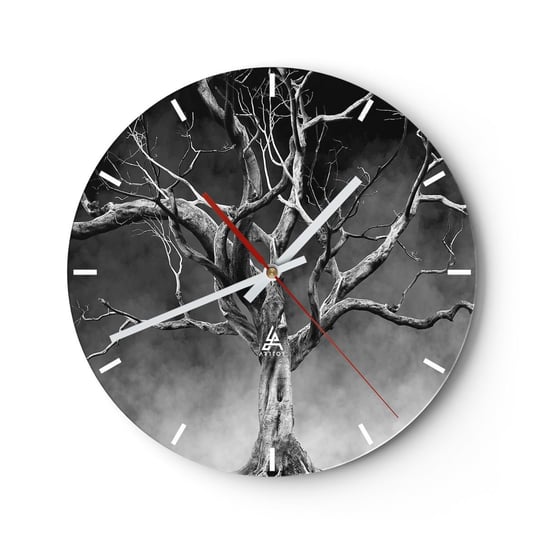 Zegar ścienny - Pierwotne i święte - 30x30cm - Drzewo Grafika Natura - Okrągły zegar na szkle - Nowoczeny Stylowy Zegar do salonu do kuchni - Cichy i Modny zegar ARTTOR