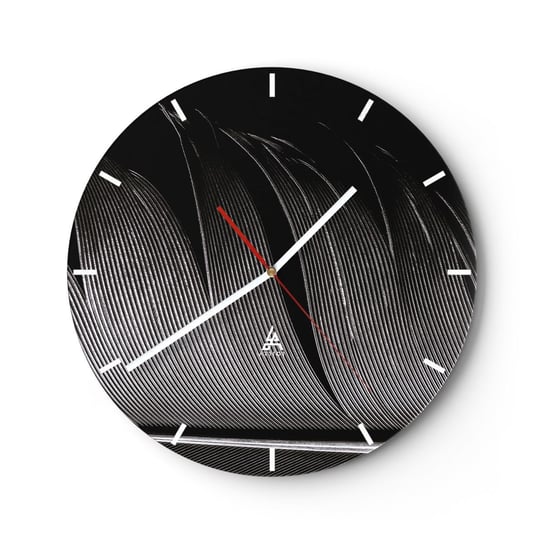 Zegar ścienny - Pióro – cudowna konstrukcja - 30x30cm - Pióro Minimalizm Lekkość - Okrągły zegar na szkle - Nowoczeny Stylowy Zegar do salonu do kuchni - Cichy i Modny zegar ARTTOR