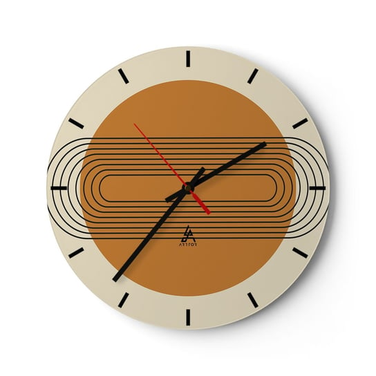 Zegar ścienny - Plan doskonały - 30x30cm - Abstrakcja Grafika Nowoczesny Wzór - Okrągły zegar na szkle - Nowoczeny Stylowy Zegar do salonu do kuchni - Cichy i Modny zegar ARTTOR