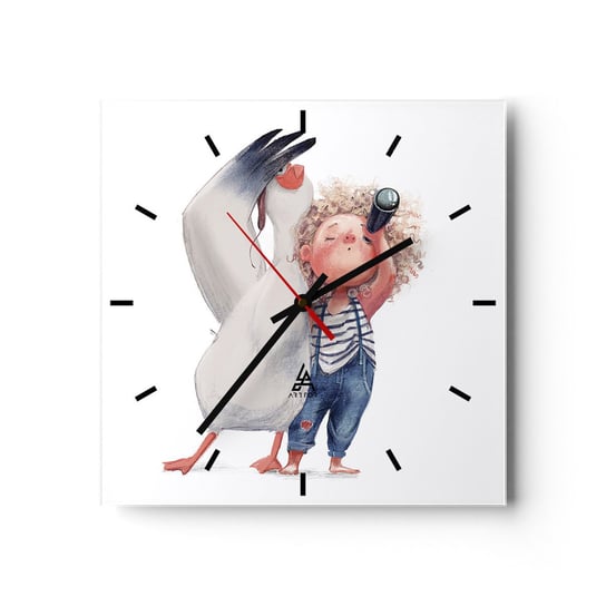 Zegar ścienny - Plan wielkiej podróży - 30x30cm - Dla Dzieci Przyjaźń Dziewczynka - Kwadratowy zegar na szkle - Nowoczeny Stylowy Zegar do salonu do kuchni - Cichy i Modny zegar ARTTOR