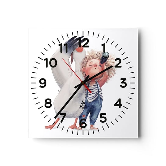 Zegar ścienny - Plan wielkiej podróży - 30x30cm - Dla Dzieci Przyjaźń Dziewczynka - Kwadratowy zegar ścienny - Nowoczeny Stylowy Zegar do salonu do kuchni - Cichy i Modny zegar ARTTOR