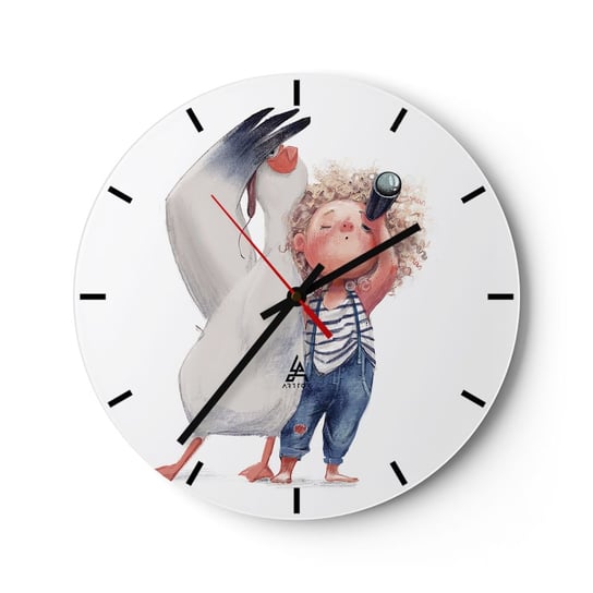 Zegar ścienny - Plan wielkiej podróży - 30x30cm - Dla Dzieci Przyjaźń Dziewczynka - Okrągły zegar na szkle - Nowoczeny Stylowy Zegar do salonu do kuchni - Cichy i Modny zegar ARTTOR
