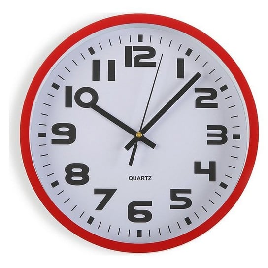 Zegar Ścienny Plastikowy (3,8 x 25 x 25 cm) Czerwony bigbuy home