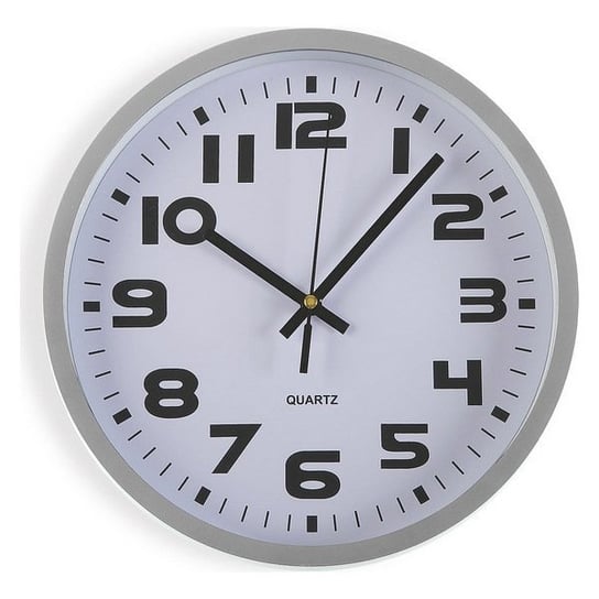 Zegar Ścienny Plastikowy (3,8 x 25 x 25 cm) Srebro bigbuy home