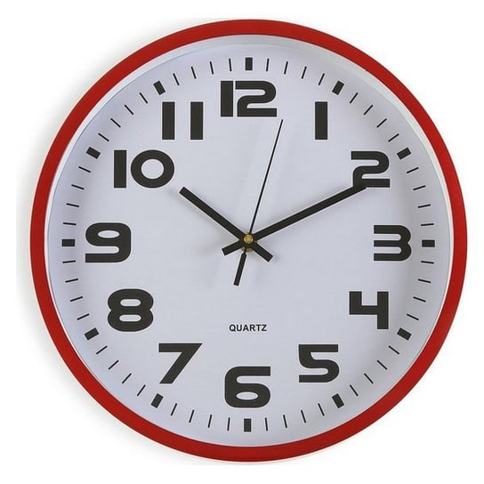 Zegar Ścienny Plastikowy (4,2 x 30,5 x 30,5 cm) Czerwony bigbuy home