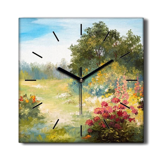 Zegar ścienny płótno Las kwiaty krajobraz 30x30 cm, Coloray Coloray
