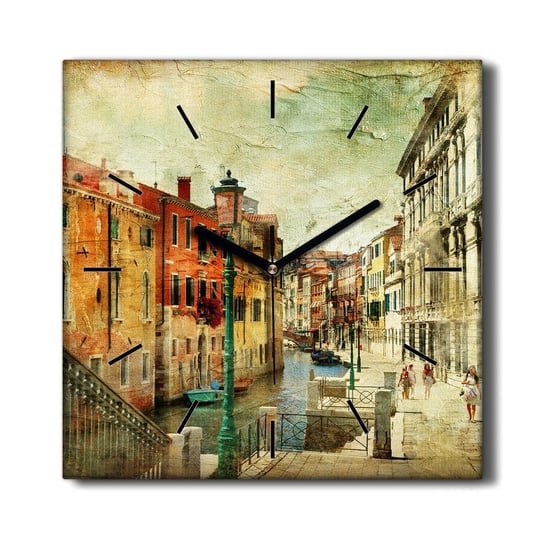 Zegar ścienny płótno Wenecja rzeka miasto 30x30 cm, Coloray Coloray
