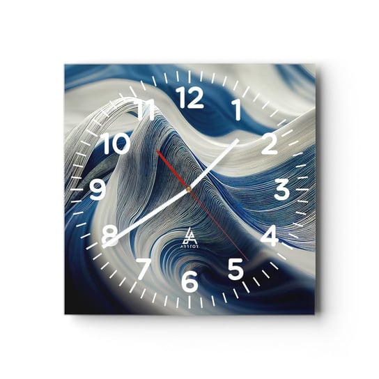 Zegar ścienny - Płynność błękitu i bieli - 40x40cm - Farba Fala 3D - Kwadratowy zegar szklany - Nowoczeny Stylowy Zegar do salonu do kuchni - Cichy i Modny zegar ARTTOR