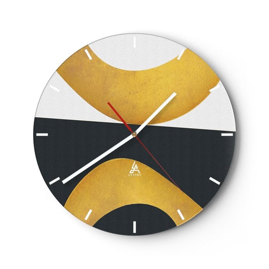Zegar ścienny - Po pierwsze: złoto - 30x30cm - Abstrakcja Kształty Koła - Okrągły zegar na szkle - Nowoczeny Stylowy Zegar do salonu do kuchni - Cichy i Modny zegar ARTTOR