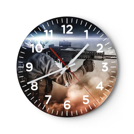 Zegar ścienny - Po prostu bohater - 30x30cm - Militaria Broń Żołnierz - Okrągły zegar ścienny - Nowoczeny Stylowy Zegar do salonu do kuchni - Cichy i Modny zegar ARTTOR